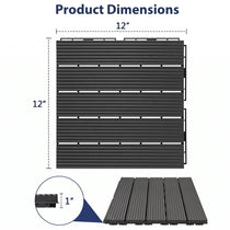 PrimeZone 54片塑料互锁露台地砖 12x12x1英寸 户外防水地板 露台阳台庭院门廊