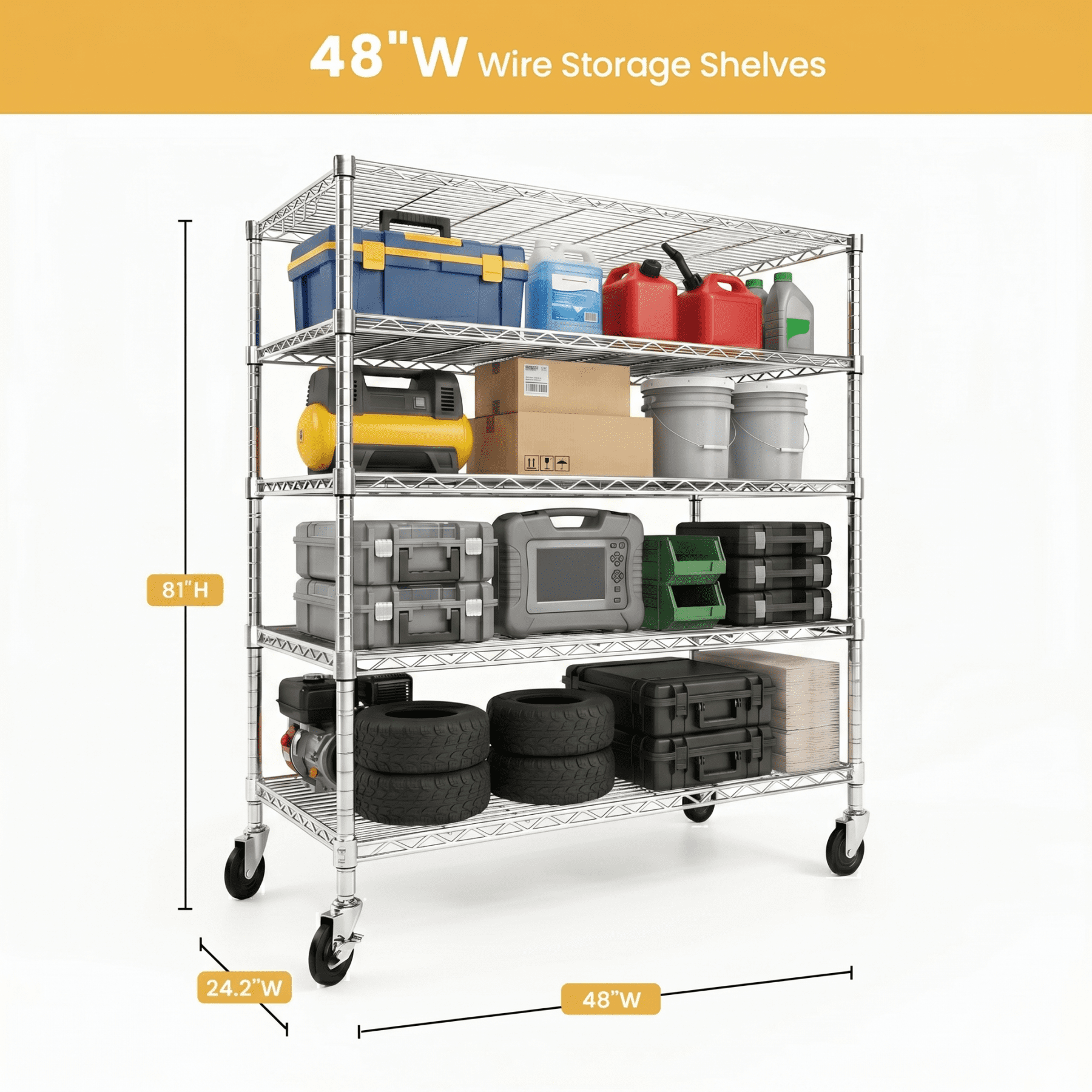 PrimeZone 5-Tier Adjustable Wire Shelving Rack Secondary image