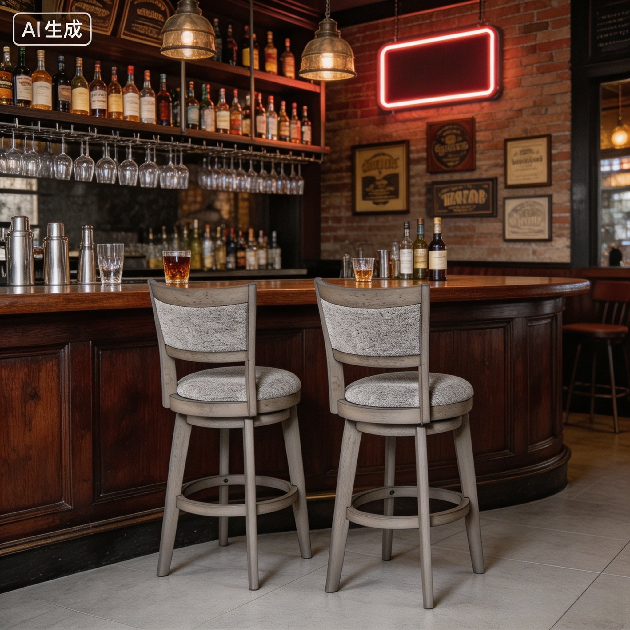 PrimeZone Linen Upholstered Bar Stools Secondary image