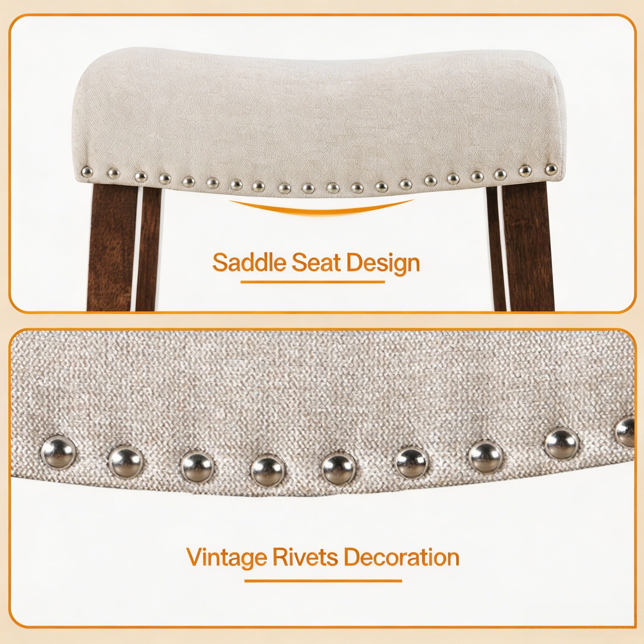 PrimeZone Saddle Bar Stools Beige Secondary image