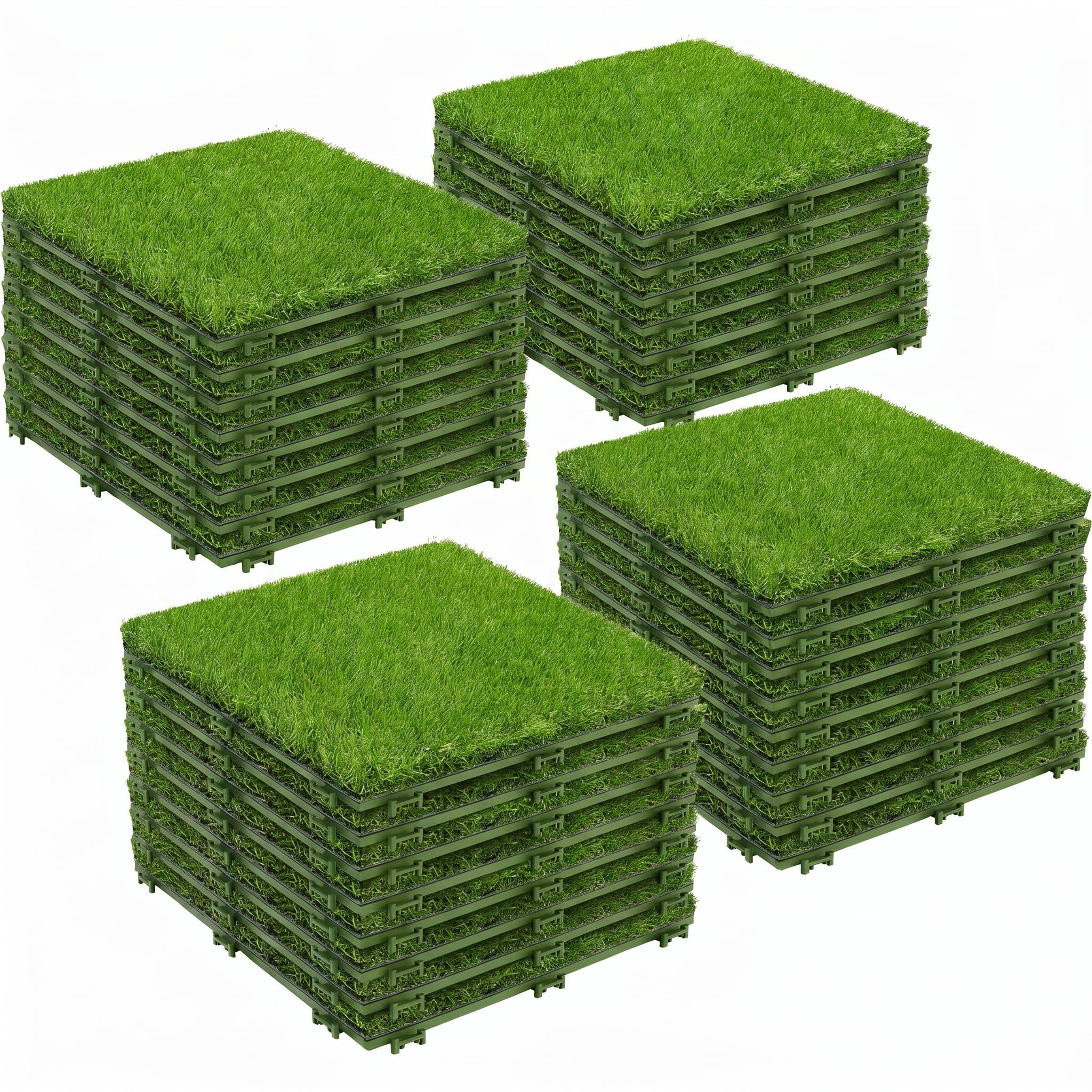 PrimeZone 人造草坪砖 12x12英寸 互锁式仿真草皮地砖 宠物阳台庭院室内外通用